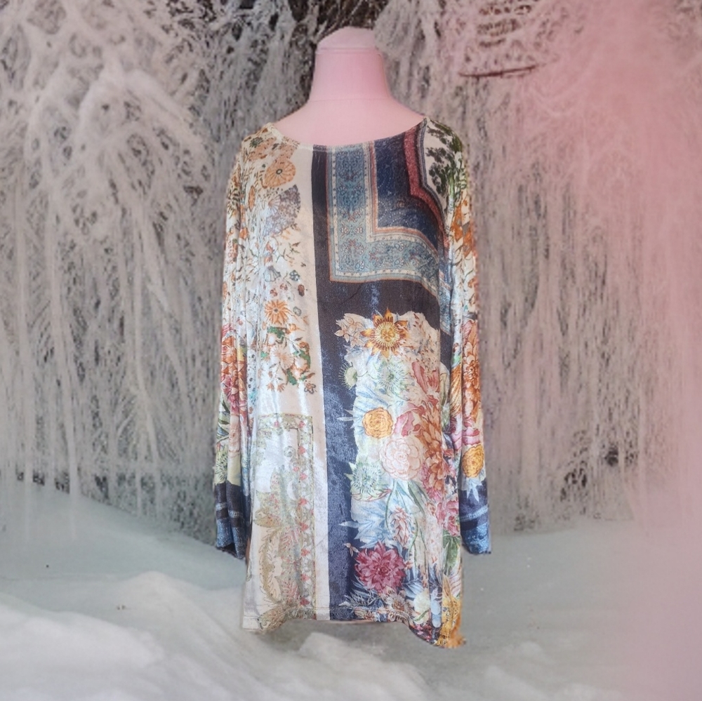 Soft Surroundings Ashbury Velvet Tunic Sz XL Floral